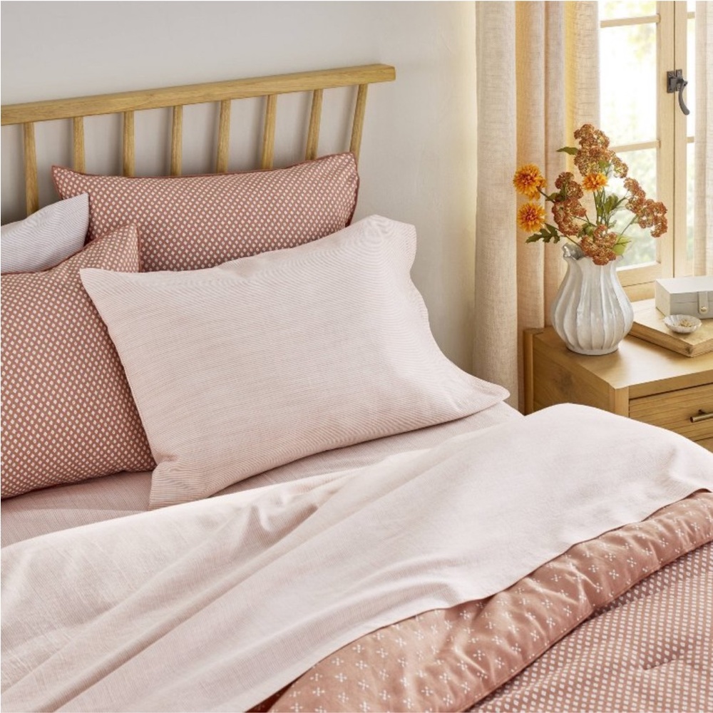 4pc King Micro Stripe Sheet Set Rust - Hearth & Hand™ with Magnolia - Picture 2 of 5